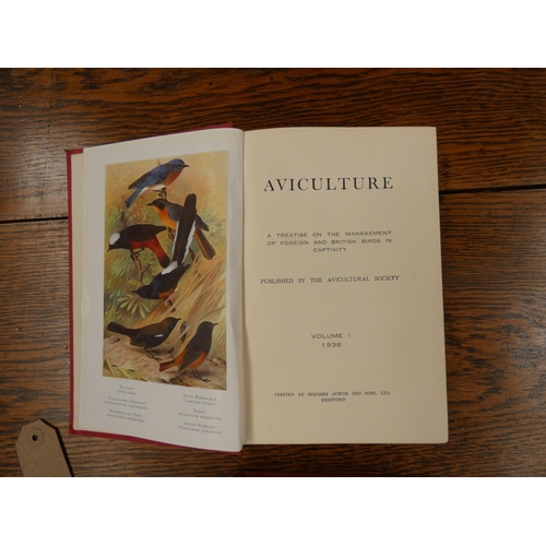 214 - AVICULTURAL SOCIETY.  Aviculture. 3 vols., vol. 1 1936, vols. 2 & 3, 1931. Col. plates... 