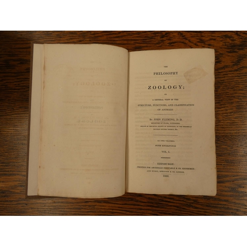 215 - FLEMING JOHN, Minister of Flisk, Fifeshire.  The Philosophy of Zoology. 2 vols. Half title... 