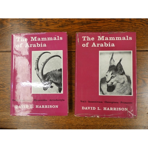 216 - HARRISON DAVID L.  The Mammals of Arabia. Vols. 1 & 2. Illus. Quarto. Orig. maroon clo... 