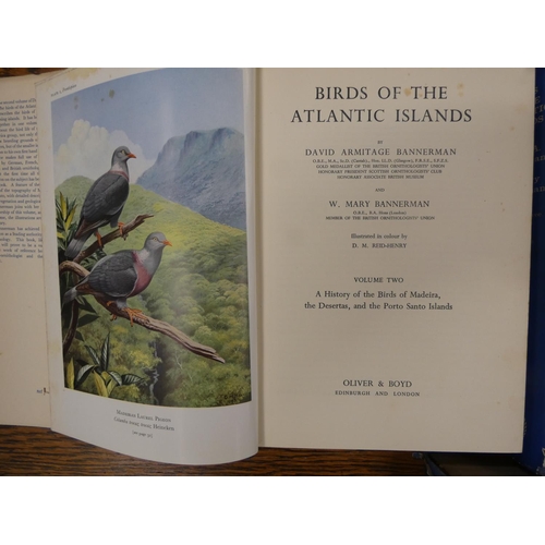 220 - BANNERMAN DAVID A.  Birds of the Atlantic Islands. Vols. 1 to 3. Col. plates & other i... 