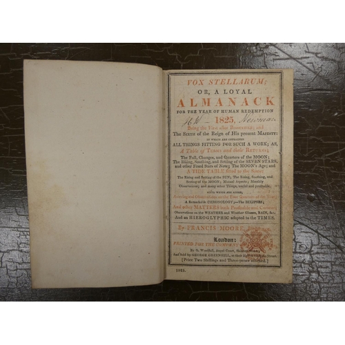 254 - MOORE FRANCIS.  Vox Stellarum or A Loyal Almanack for the Year of Human Redemption. 4 eds. bound tog... 