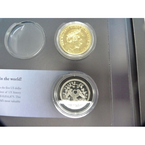 357 - Gold plated limited edition proof four one crown coin set, to commemorate the WW1 Centenary annivers... 