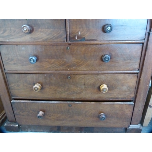 376 - Victorian mahogany chest of two short and three long drawers.