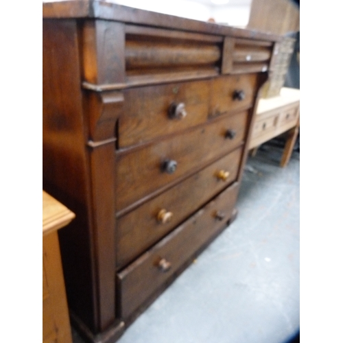 376 - Victorian mahogany chest of two short and three long drawers.