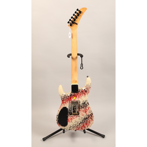 398 - Kramer six string electric guitar, serial number S99081118 with handmade paint splatter design