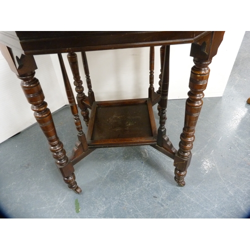 452 - Edwardian two-tier window table and a rectangular occasional table on barley twist supports.  (2)