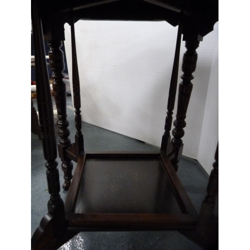 452 - Edwardian two-tier window table and a rectangular occasional table on barley twist supports.  (2)