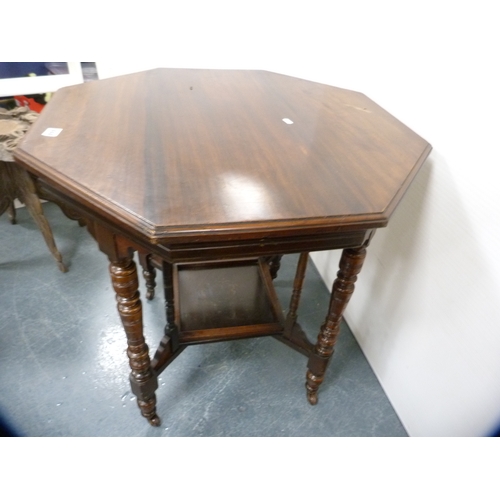 452 - Edwardian two-tier window table and a rectangular occasional table on barley twist supports.  (2)