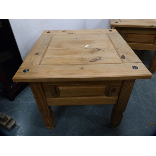 463 - Pair of square rustic side tables.