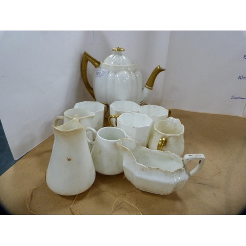 101 - Wedgwood porcelain coffee set, pair of Victorian-style latticework fern pots, glazed bowl and a Vict... 