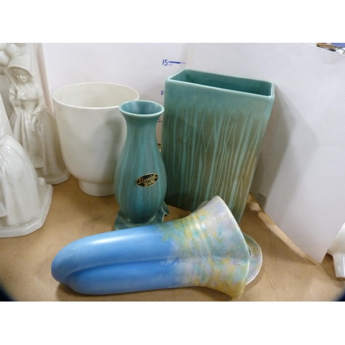 108 - Group of miscellaneous pottery to include a pair of Art Deco-style vases decorated with balloon sell... 