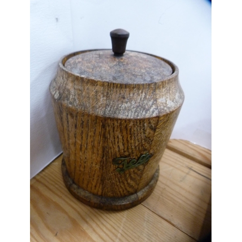 117 - Victorian mahogany mother of pearl inlaid box, Vintage oak tea canister and cover, and a Middle East... 