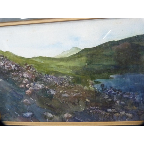 13 - 'Secret Tarn'Indistinctly signed, watercolour, and a print of a wooded lake scene.  (2)