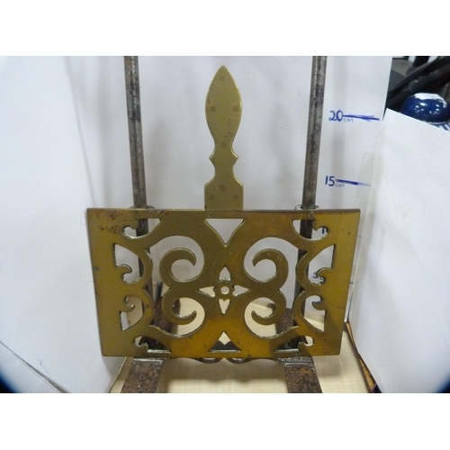 134 - Victorian brass and iron book stand and an Egyptian-style inlaid box.  (2)