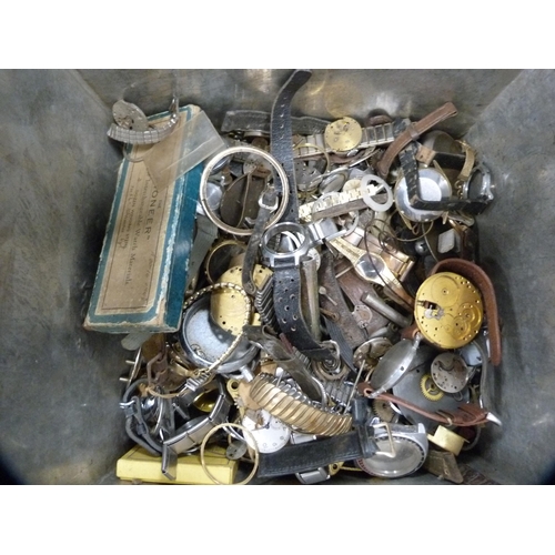 146 - Large quantity of pocket watch parts, movements, glass dial covers etc.