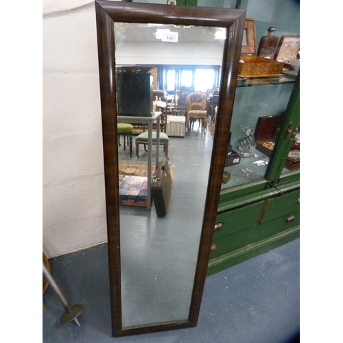 149 - Mahogany framed rectangular wall mirror, tennis racquet, shooting stick and two fishing rods.