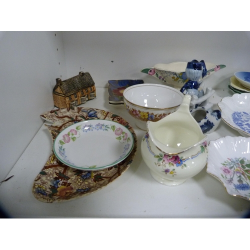 153 - Assorted ceramics to include dishes, Wedgwood Jasper ware, Minton pin dishes, carnival glass, brush ... 