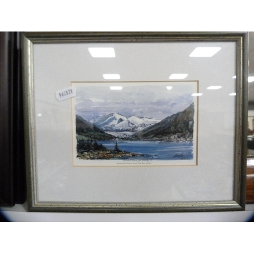 166 - Hugh BrydenWinter scenePastel, also a framed wall mirror and a print.  (3)... 