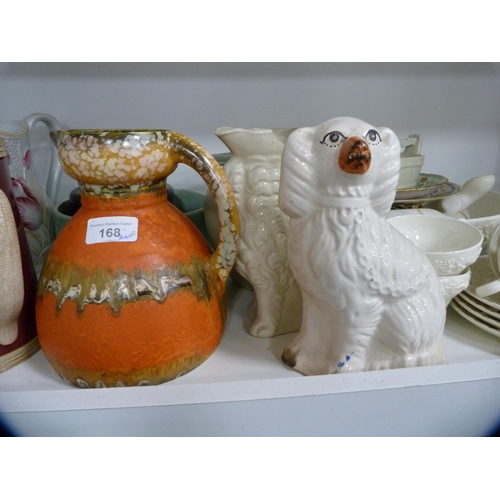 168 - Assorted Victorian teawares, Sutherland lustre-style plate and a similar dish, spaniel dog figure, R... 