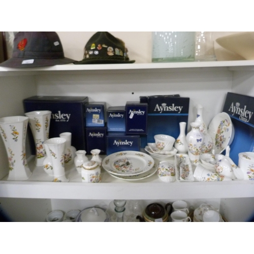 178 - Aynsley porcelain to include plates, graduated vases, clock, wall pocket etc., some with original bo... 