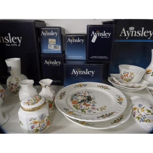 178 - Aynsley porcelain to include plates, graduated vases, clock, wall pocket etc., some with original bo... 