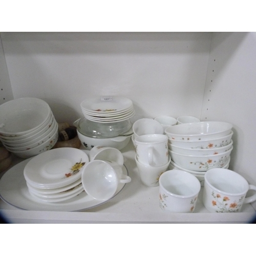 183 - Kitchenalia and sundries to include ramekins, dishes, retro dinner set, soufflé dishes, stora... 