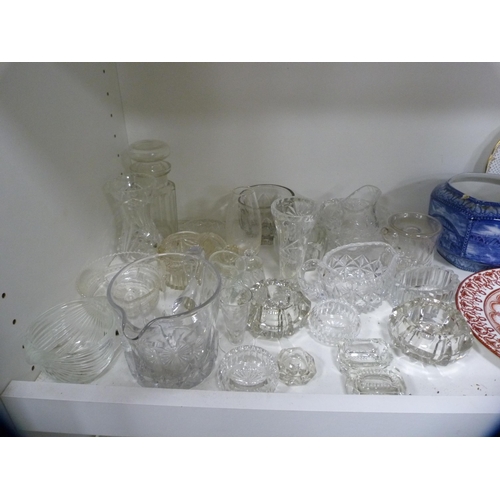 187 - Assorted glass and crystal to include liqueur glasses, fruit plate, Rington's jar (a/f), Oriental-st... 