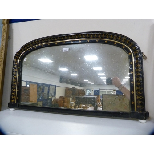 198 - Victorian ebonised overmantel mirror.