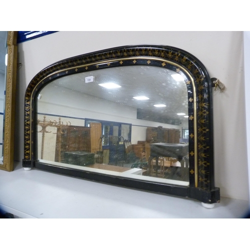 198 - Victorian ebonised overmantel mirror.