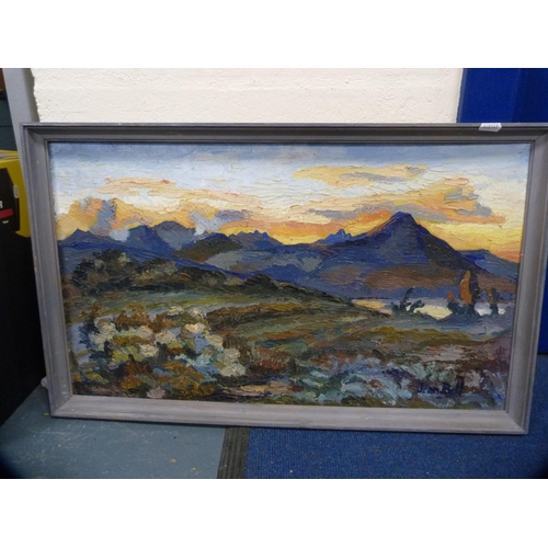 20 - Group of pictures to include an oil on board by Winifred Mackie Smith of a country road scene, anoth... 