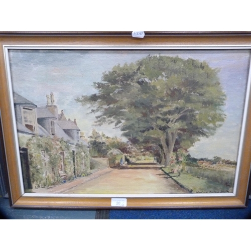 20 - Group of pictures to include an oil on board by Winifred Mackie Smith of a country road scene, anoth... 