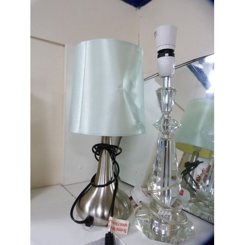 208 - Two modern table lamps, floral decorated vase and a twin-handled vase with floral decoration.  ... 