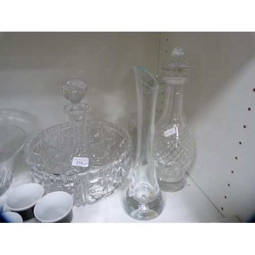 210 - Glassware and crystal to include ship-style decanter, bowls, also a Susie Cooper part tea set, part ... 