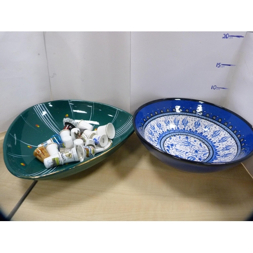 227 - Bentima mantel clock, glass paperweights to include a Wedgwood example, Hornsea-style group, dishes,... 