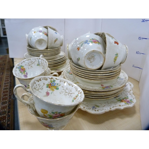 237 - Heathcote tea set with floral decoration, for twelve.