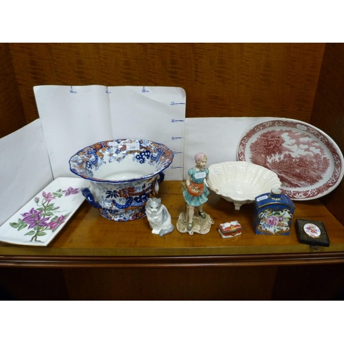 246 - Group of miscellaneous china to include a New Chelsea caddy, patch box, Royal Worcester figure of a ... 