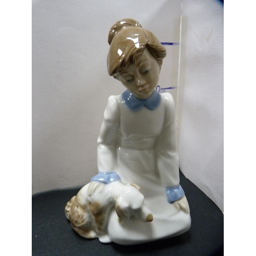 260 - Royal Doulton figures, 'Buttercup', 'Southern Belle' and a Spanish Nadal figure of a girl with a dog... 