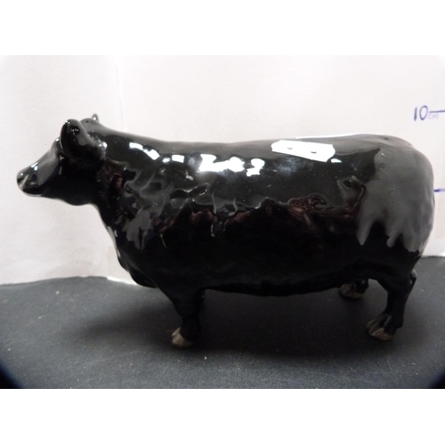 261 - Beswick figure of an Aberdeen Angus cow (a/f) and a Beswick figure of an Ayrshire calf.  (2)