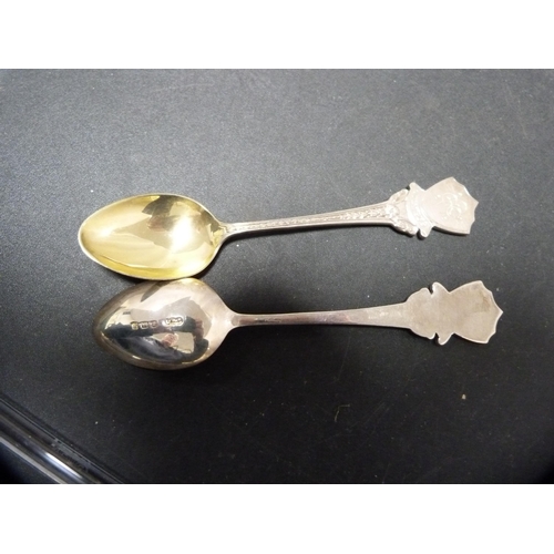 281 - Group of four similar coffee spoons, three monogrammed to the surmounts, and four EP spoons.  (... 