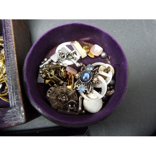 288 - Group of costume jewellery to include fob-style watch, brooch, thimble, Mortima 17 jewels antimagnet... 