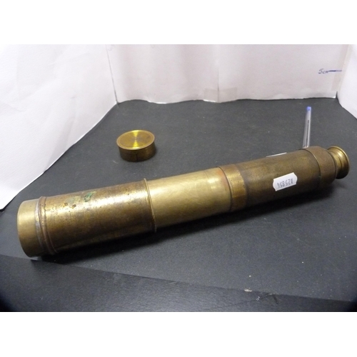 290 - Antique three-draw telescope, by John Brownlie of London.