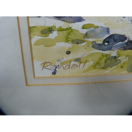 3 - RandallBeach scene with a mountainous landscapeWatercolour, and a seascape print by Bell.  (2)... 