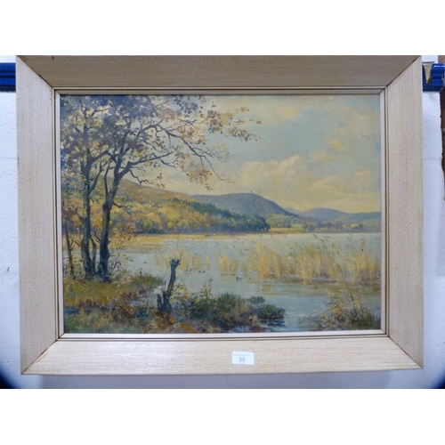 30 - Ann Dallas (Scottish, 1908 - 1997)Loch Kindar, KirkcudbrightshireSigned, oil on board, 44cm x 59cm.&... 