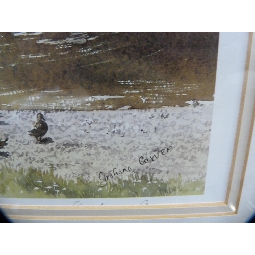 32 - Graham CarverPrint of a lake scene with sheep and a sailing boat.