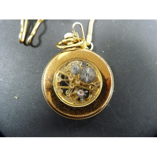 323 - Royal London skeleton pocket watch on chain.