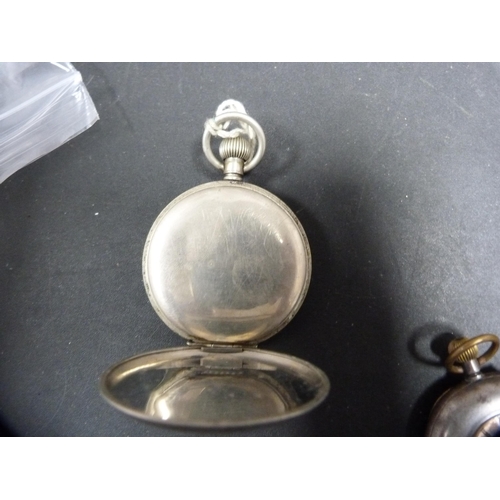 325 - Victorian metal pocket watch, gunmetal pocket watch and a lady's half hunter pocket watch (lacking h... 