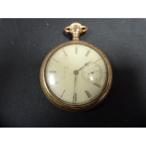 326 - Waltham rolled gold hunter pocket watch (lacking glass dial cover) and an Elgin rolled gold open fac... 