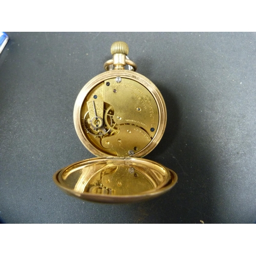 327 - Antique Waltham rolled gold open face pocket watch.