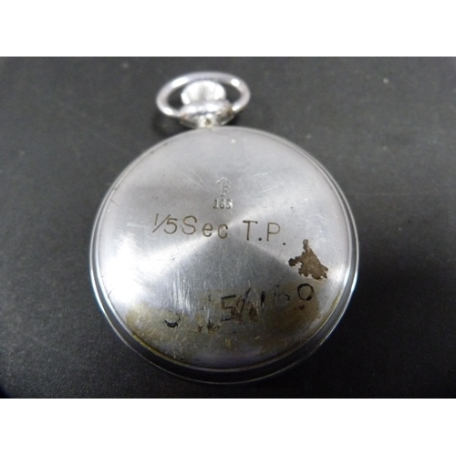 328 - Waltham military-issue stopwatch, initialled T.P, 163 and broad arrow.  