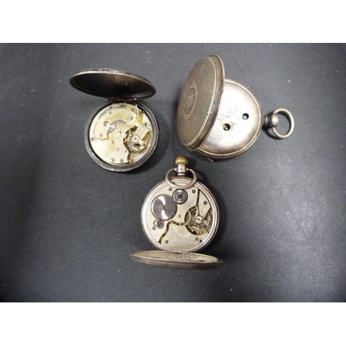 331 - Three Victorian pocket watch movements and parts to include a silver-cased open face case and two ot... 